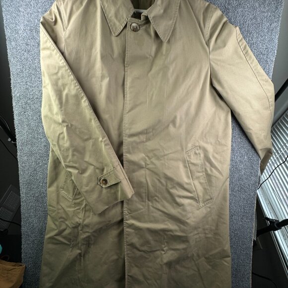 VTG Orvis USA Made Trench Coat Beige Gore-tex Nylon Polyester Rain Water Canvas - Picture 1 of 16